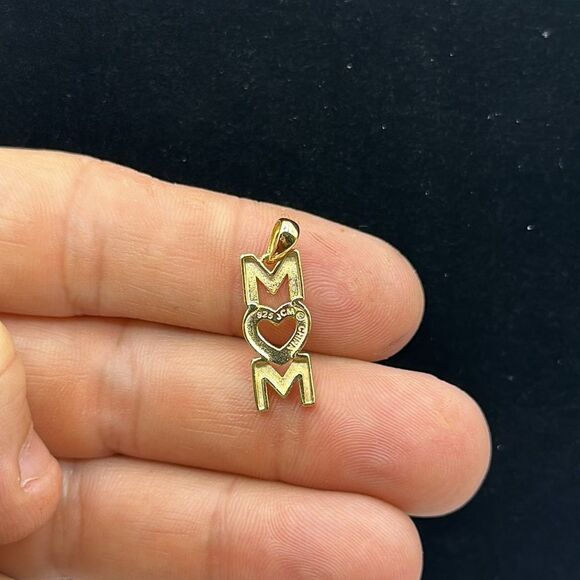 Gold tone sterling silver Mom pendant 925 - Picture 2 of 2